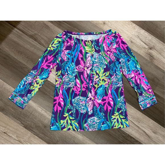 Lilly Pulitzer NWOT Everlynn UPF 50+ Top, Pigment Purple, Size Small, MSRP $138 - Picture 2 of 11